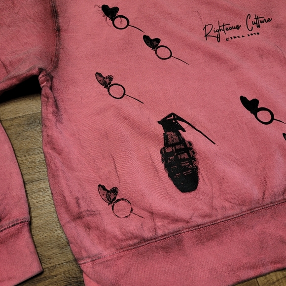 Nwt! Righteous Culture "Cost of Freedom" Distressed Oversized Crewneck Sz S - Picture 3 of 8
